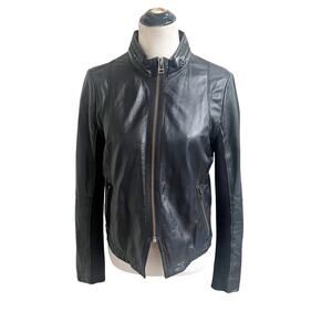 Rezrekshn Genuine Leather Biker Jacket Women's Size Large Black by Esther Chen